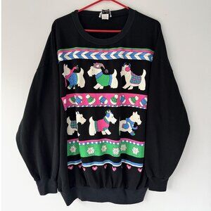 80s vintage dog animal winter holiday graphic pullover sweater extra large 3XL